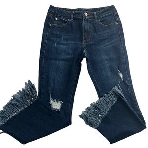 Five Plus Juniors Distressed Raw Hem Cropped Jeans Size S